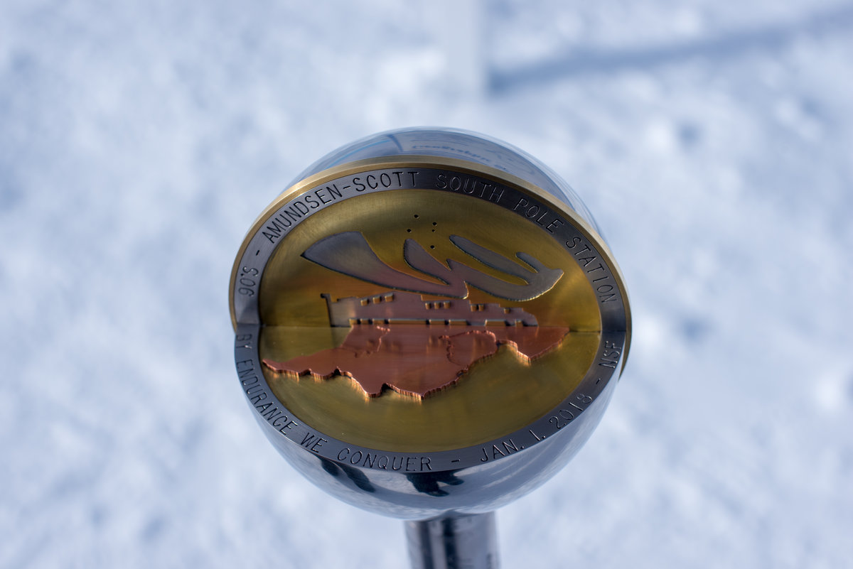The marker for South Pole for 2018
